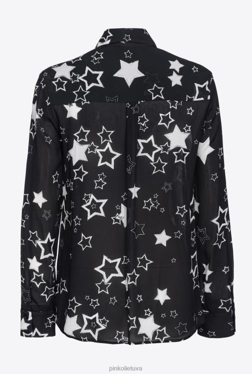 marškiniai | DH06P268 žvaigždės rašto marškinėliai Pinko juoda/pilka/balta