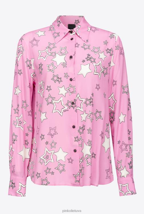 marškiniai | DH06P269 žvaigždės rašto marškinėliai Pinko bordo/rožinė/raudona