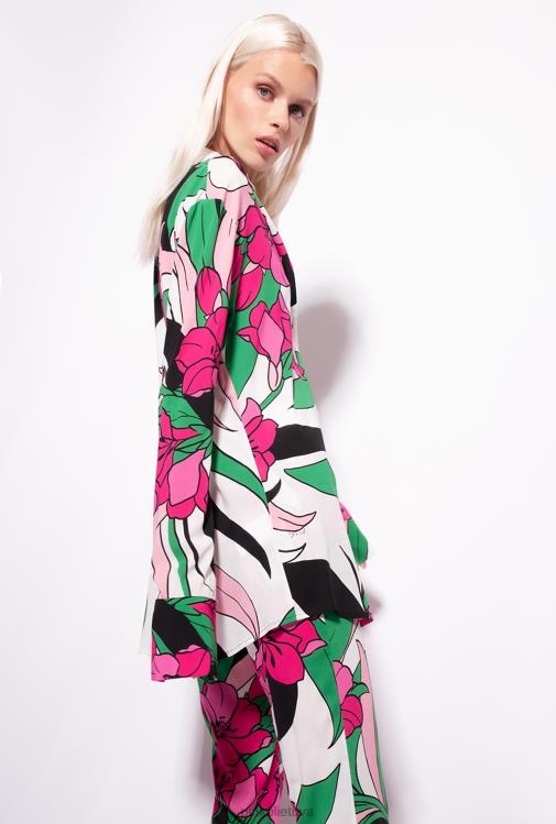 marškiniai | DH06P272 ilgi marškinėliai su gėlėmis Pinko daug juoda/fuksija