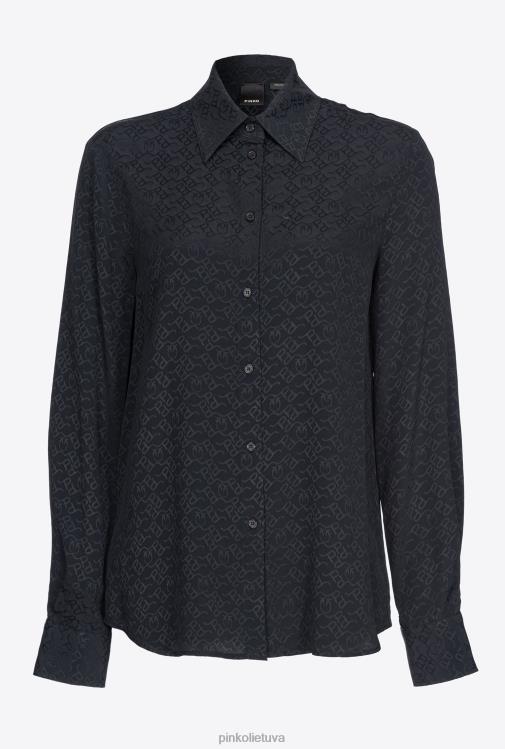 marškiniai | DH06P274 žakardo marškinėliai su logotipu Pinko limuzinas juodas