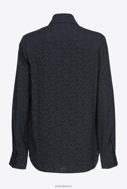 marškiniai | DH06P274 žakardo marškinėliai su logotipu Pinko limuzinas juodas