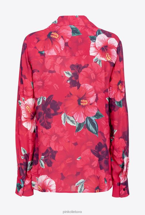 marškiniai | DH06P282 marškinėliai su hibisko raštu Pinko keli. fuksija/rožinė