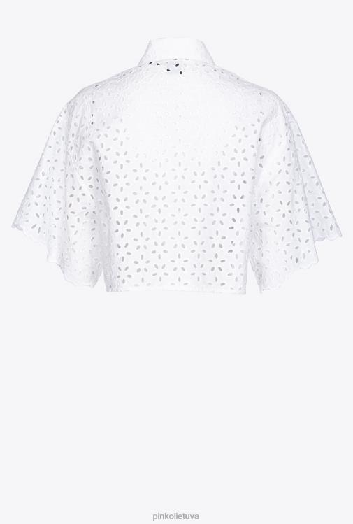 marškiniai | DH06P286 apkarpyti broderie anglaise marškiniai Pinko ryškiai balta