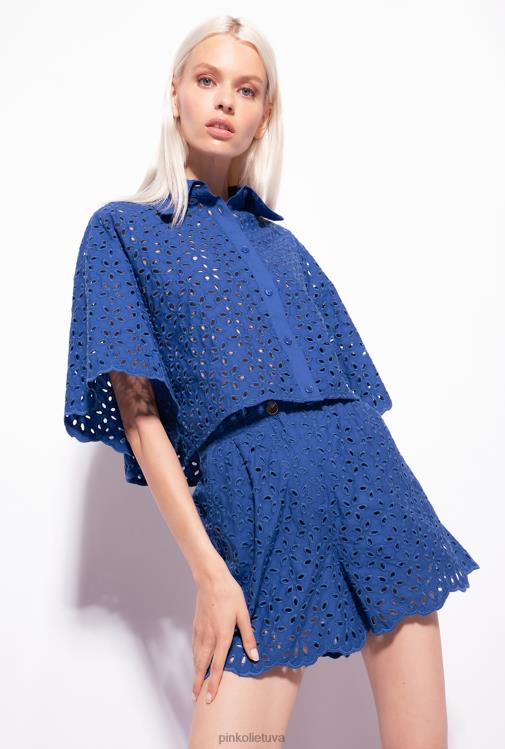 marškiniai | DH06P287 apkarpyti broderie anglaise marškiniai Pinko mėlyna