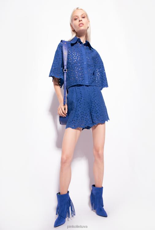 marškiniai | DH06P287 apkarpyti broderie anglaise marškiniai Pinko mėlyna