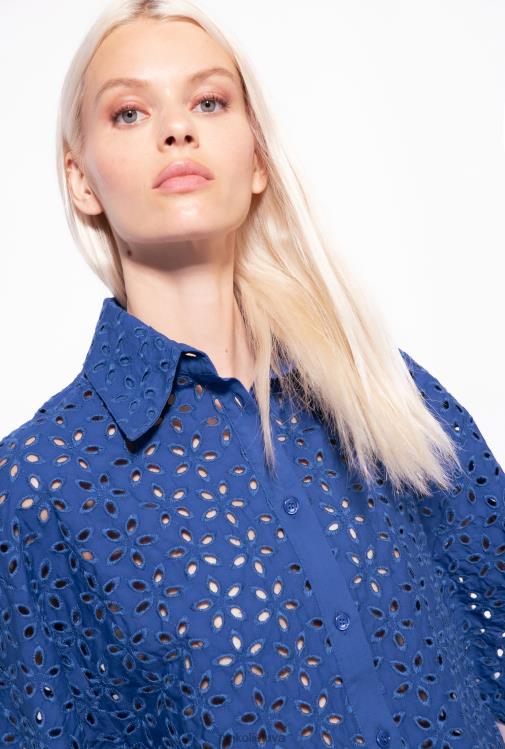 marškiniai | DH06P287 apkarpyti broderie anglaise marškiniai Pinko mėlyna