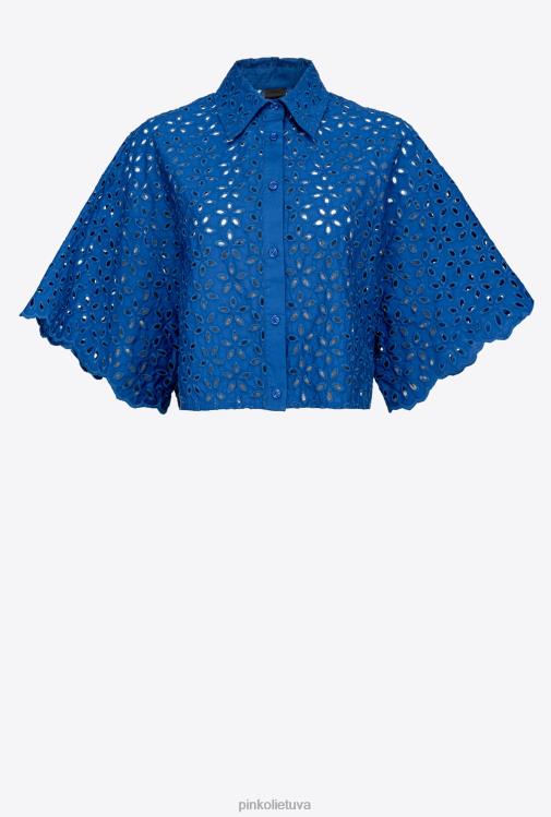 marškiniai | DH06P287 apkarpyti broderie anglaise marškiniai Pinko mėlyna