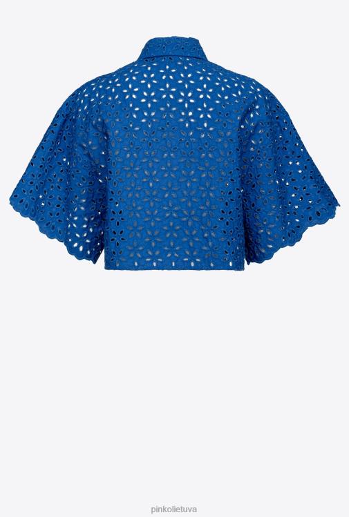marškiniai | DH06P287 apkarpyti broderie anglaise marškiniai Pinko mėlyna
