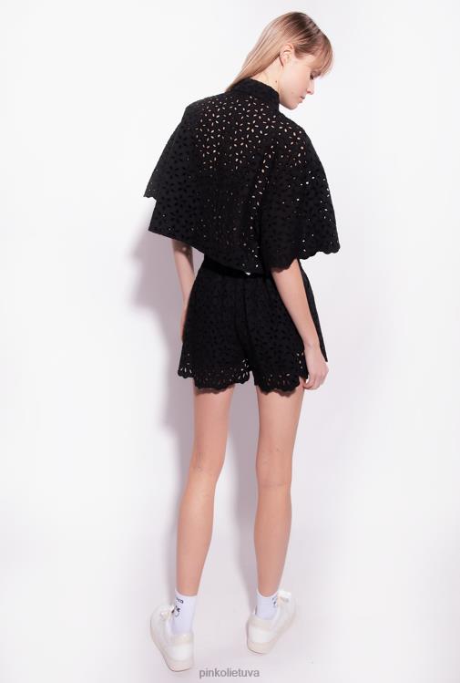 marškiniai | DH06P288 apkarpyti broderie anglaise marškiniai Pinko limuzinas juodas