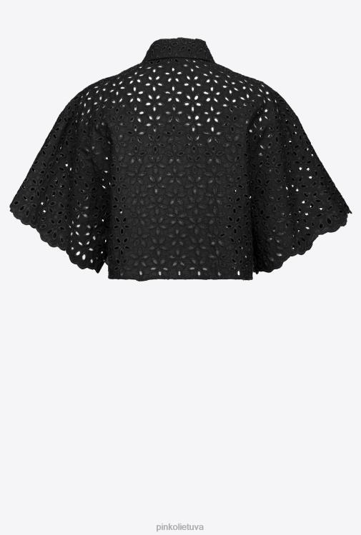 marškiniai | DH06P288 apkarpyti broderie anglaise marškiniai Pinko limuzinas juodas