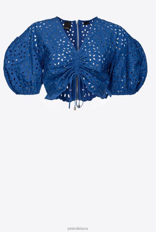 marškiniai | DH06P289 medvilninis kirpimas su broderie anglaise Pinko mėlyna