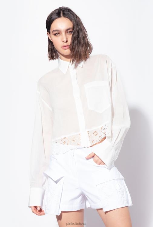 marškiniai | DH06P291 trumpi muslino marškinėliai Pinko visiškai baltas