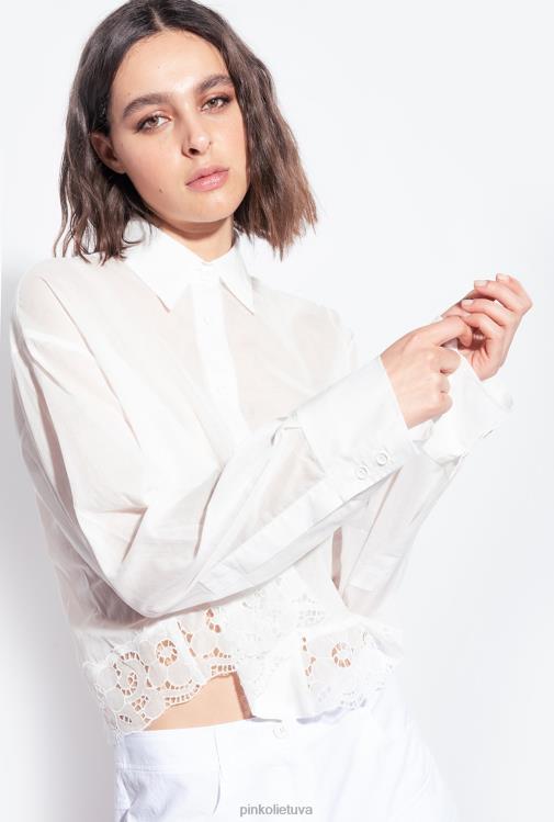 marškiniai | DH06P291 trumpi muslino marškinėliai Pinko visiškai baltas