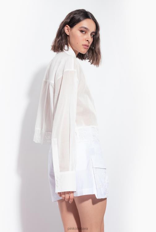 marškiniai | DH06P291 trumpi muslino marškinėliai Pinko visiškai baltas