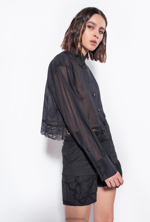 marškiniai | DH06P292 trumpi muslino marškinėliai Pinko limuzinas juodas