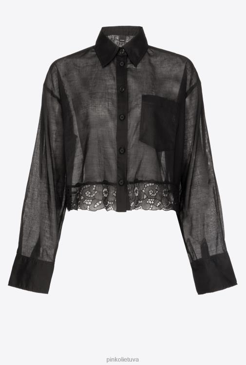 marškiniai | DH06P292 trumpi muslino marškinėliai Pinko limuzinas juodas