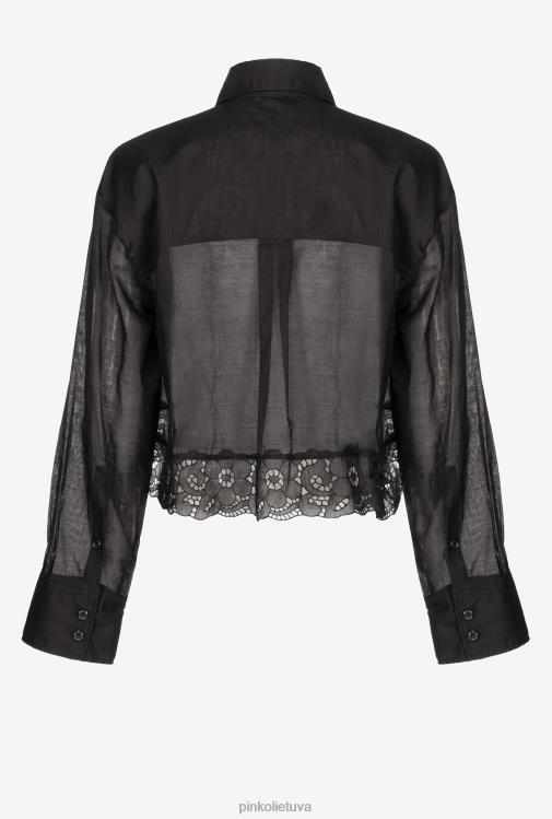 marškiniai | DH06P292 trumpi muslino marškinėliai Pinko limuzinas juodas