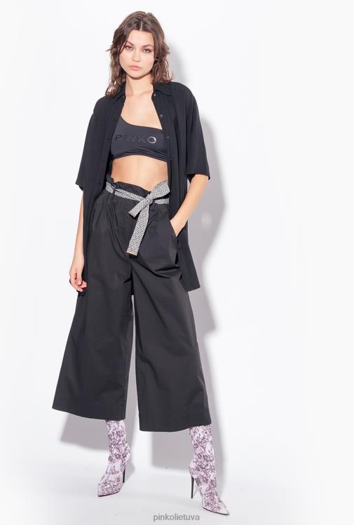 marškiniai | DH06P301 ilgi marškiniai su kalnų krištolo logotipu Pinko limuzinas juodas