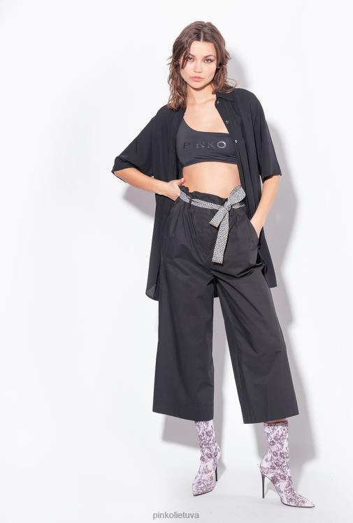 marškiniai | DH06P301 ilgi marškiniai su kalnų krištolo logotipu Pinko limuzinas juodas