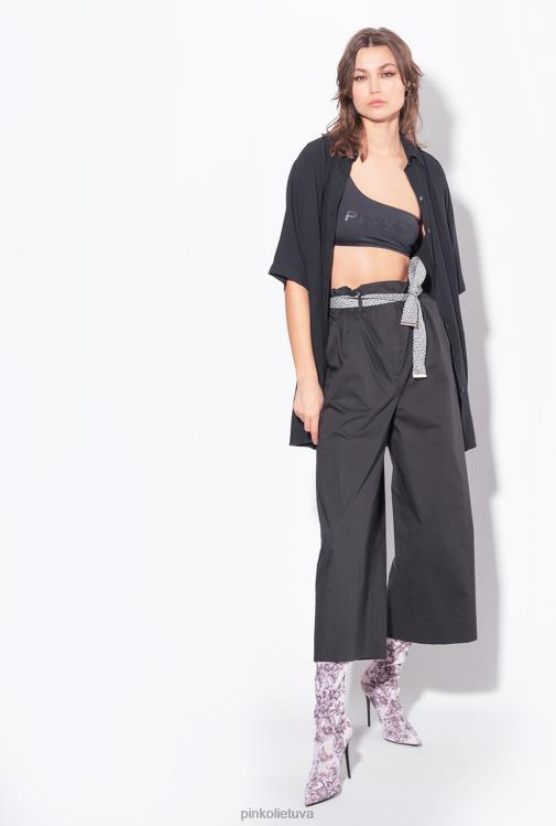 marškiniai | DH06P301 ilgi marškiniai su kalnų krištolo logotipu Pinko limuzinas juodas