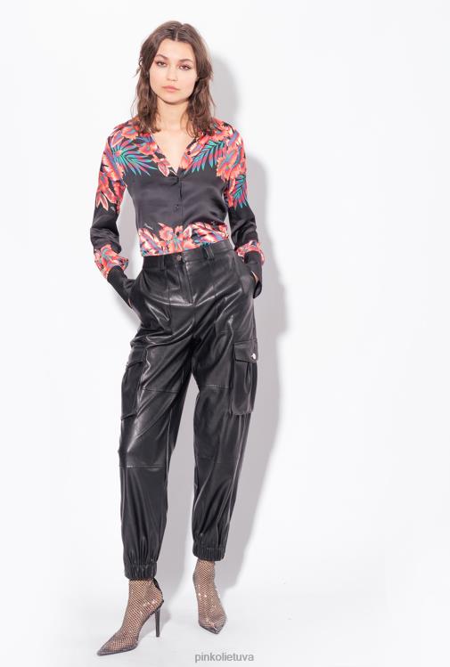 marškiniai | DH06P313 atogrąžų satino marškiniai Pinko keli. juoda/raudona