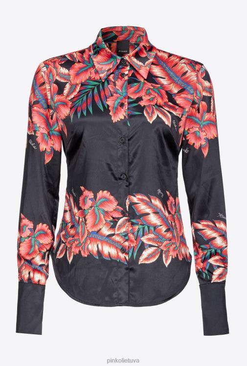 marškiniai | DH06P313 atogrąžų satino marškiniai Pinko keli. juoda/raudona
