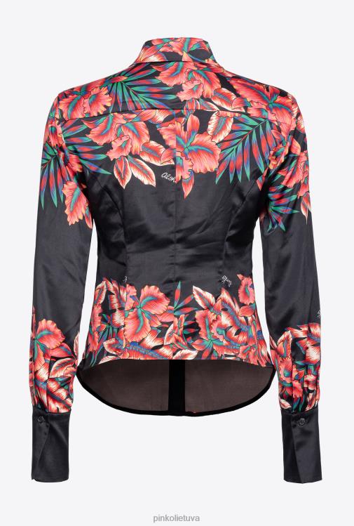 marškiniai | DH06P313 atogrąžų satino marškiniai Pinko keli. juoda/raudona