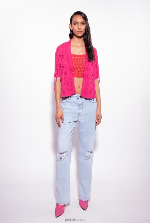 megztiniai | DH06P415 atviras megztinis su karoliukais Pinko aviečių raudonumo