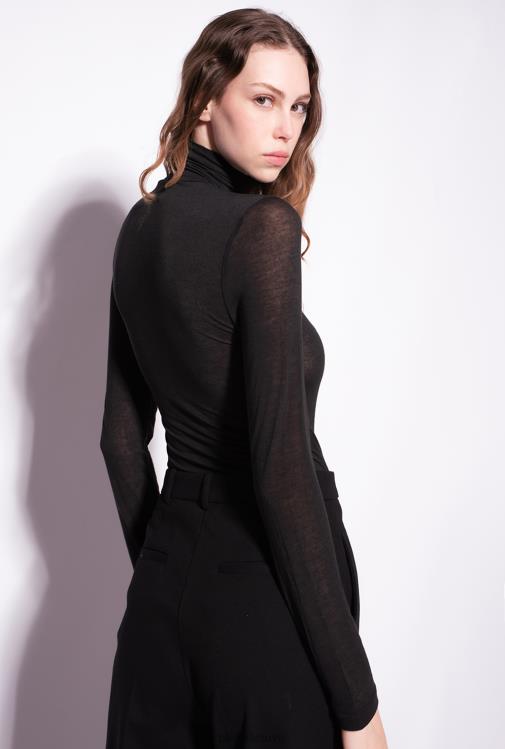 megztiniai | DH06P476 kašmyro mišinio džemperis su kaklu Pinko limuzinas juodas