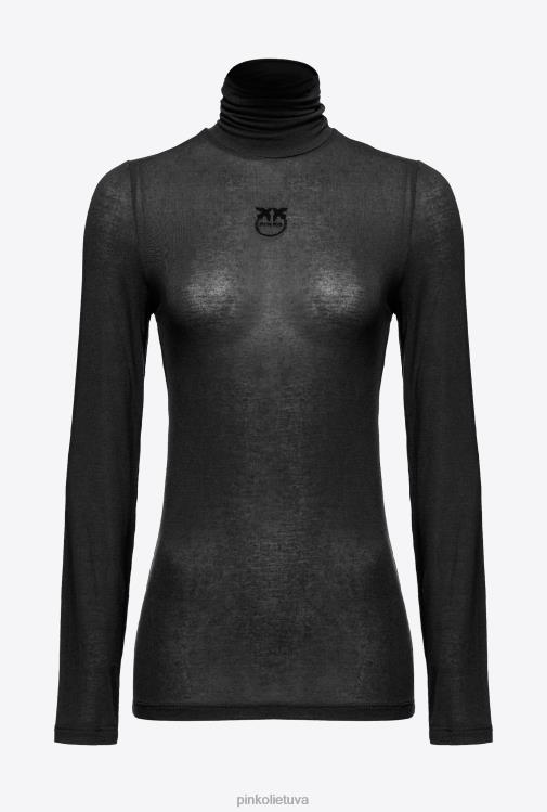 megztiniai | DH06P476 kašmyro mišinio džemperis su kaklu Pinko limuzinas juodas