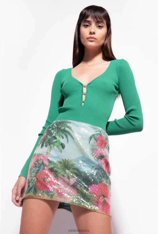 megztiniai | DH06P489 ilgomis rankovėmis megztas briaunos viršus Pinko amazonė