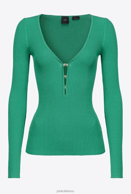 megztiniai | DH06P489 ilgomis rankovėmis megztas briaunos viršus Pinko amazonė