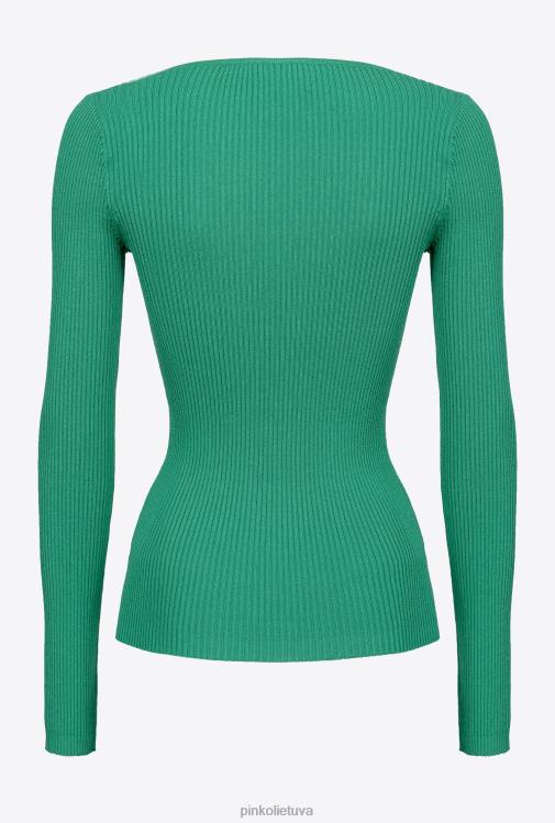 megztiniai | DH06P489 ilgomis rankovėmis megztas briaunos viršus Pinko amazonė