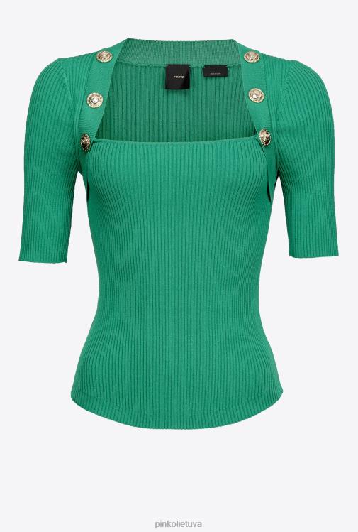 megztiniai | DH06P491 megztas šonkaulių viršus su auksinėmis sagomis Pinko amazonė