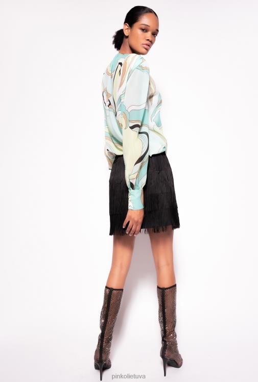 palaidinės | DH06P254 voile palaidinė su gėlių pumpurų raštu Pinko daugiaspalvis - vandens žalia/smėlio spalvos