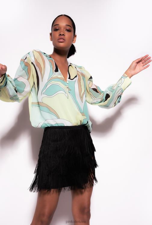 palaidinės | DH06P254 voile palaidinė su gėlių pumpurų raštu Pinko daugiaspalvis - vandens žalia/smėlio spalvos