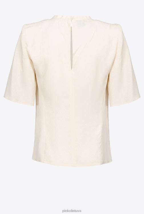 palaidinės | DH06P258 žakardo spalvos palaidinė trumpomis rankovėmis Pinko rožinis dūmas baltas