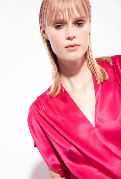 palaidinės | DH06P265 elastinga satino palaidinė Pinko rausvai rožinė