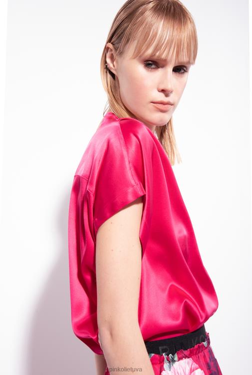 palaidinės | DH06P265 elastinga satino palaidinė Pinko rausvai rožinė