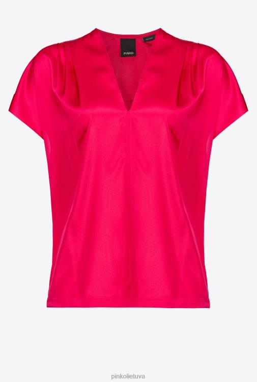 palaidinės | DH06P265 elastinga satino palaidinė Pinko rausvai rožinė