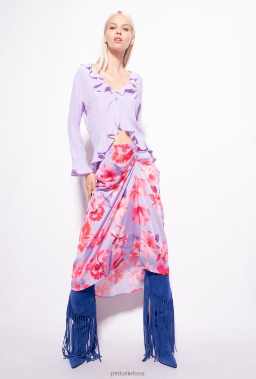 palaidinės | DH06P271 trumpa palaidinė su raukiniais Pinko violetinė tulpė