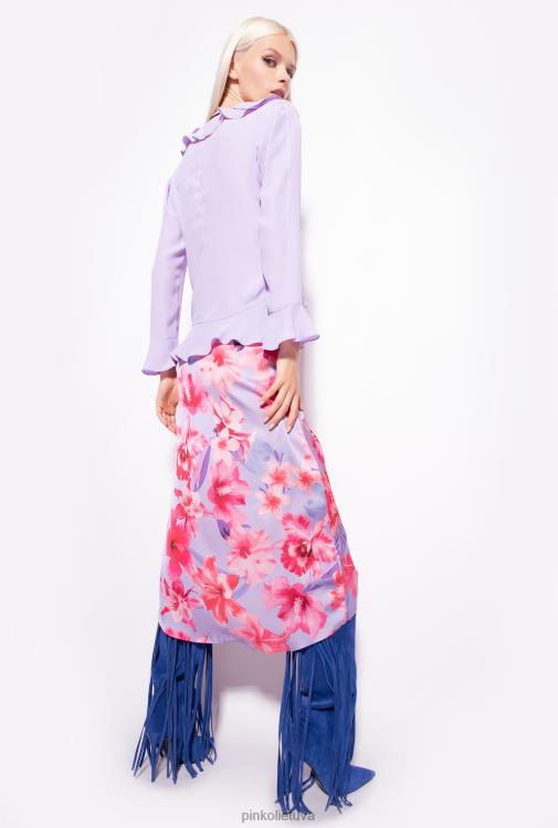 palaidinės | DH06P271 trumpa palaidinė su raukiniais Pinko violetinė tulpė