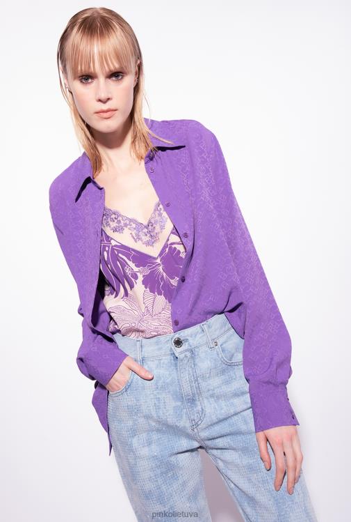 palaidinės | DH06P273 žakardo marškinėliai su logotipu Pinko levandų alyvinė