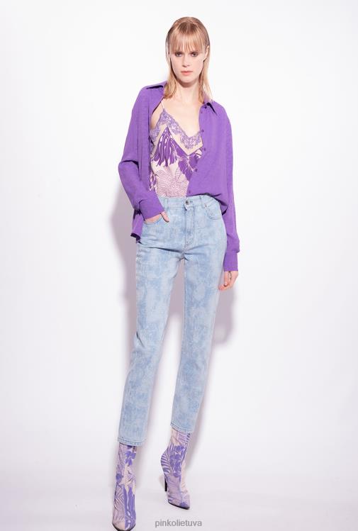 palaidinės | DH06P273 žakardo marškinėliai su logotipu Pinko levandų alyvinė