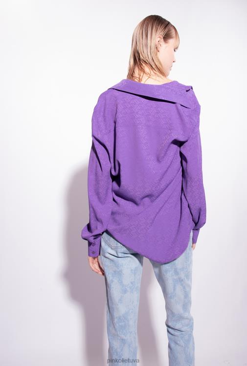 palaidinės | DH06P273 žakardo marškinėliai su logotipu Pinko levandų alyvinė