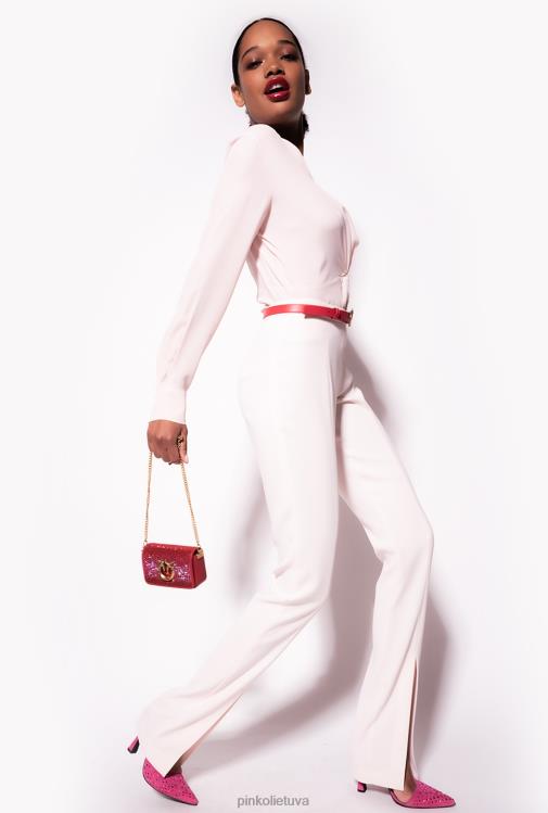 palaidinės | DH06P285 šilkinė palaidinė su suktu detale Pinko persikų parfė rožė