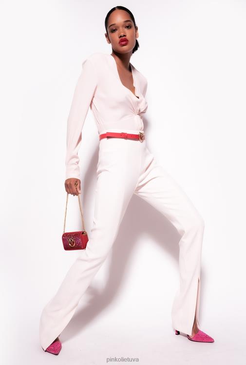 palaidinės | DH06P285 šilkinė palaidinė su suktu detale Pinko persikų parfė rožė