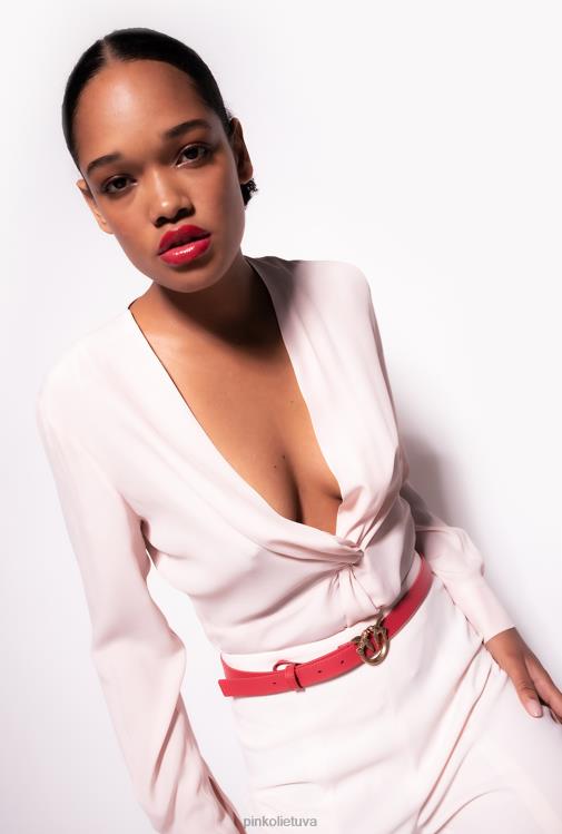 palaidinės | DH06P285 šilkinė palaidinė su suktu detale Pinko persikų parfė rožė