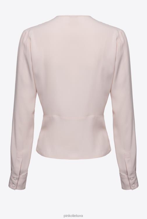 palaidinės | DH06P285 šilkinė palaidinė su suktu detale Pinko persikų parfė rožė