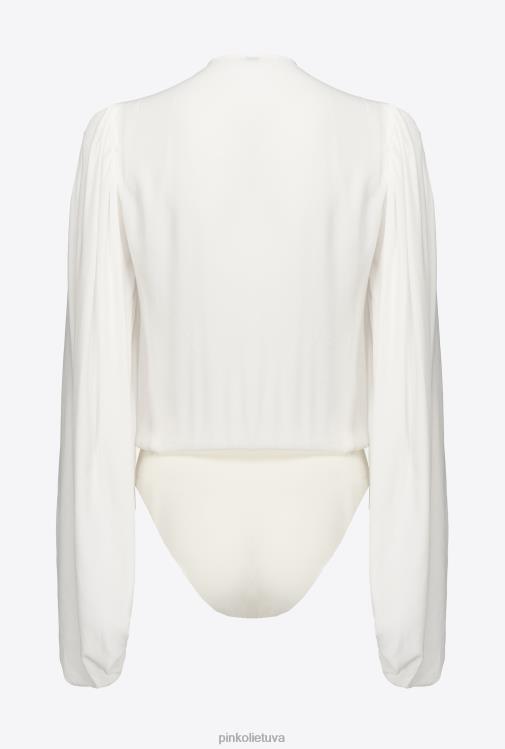 palaidinės | DH06P299 šilko mišinio apvyniojamas bodis Pinko debesis baltas